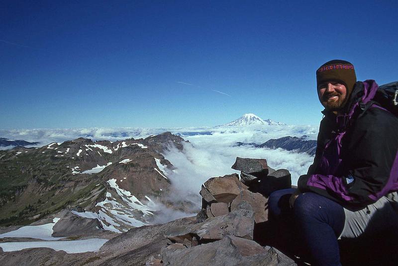 1996-09 Goat Rocks BkPk w Jeanne Steve 33 Me Summit of Old Snowy.jpg